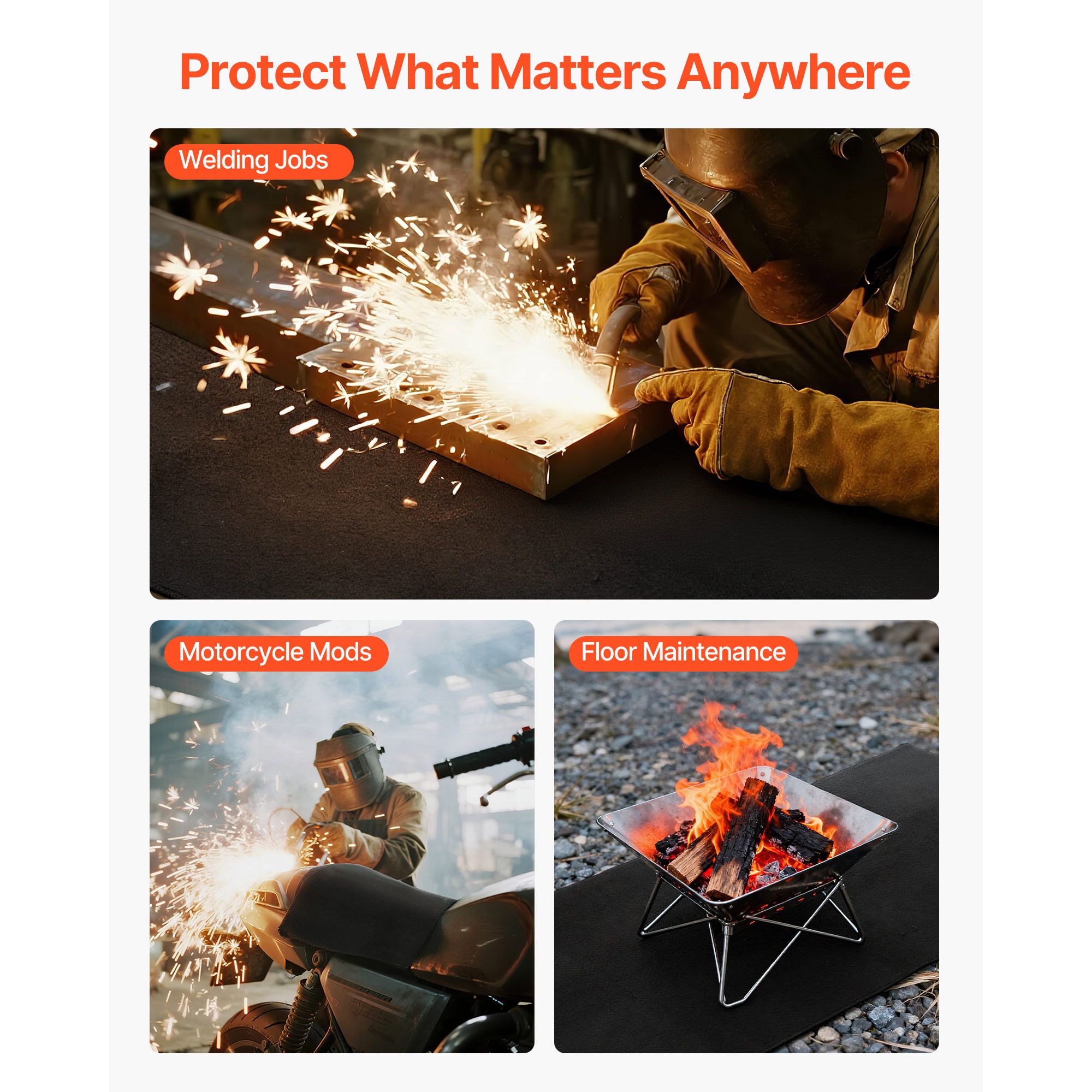 Carbon Felt Welding Blankets, 2-Pack 508mm x 914mm Flame Retardant Welding Blanket, Up to 1800°F Heat Resistant Safety Protection Blanket, 3.5mm Thickened — image 4