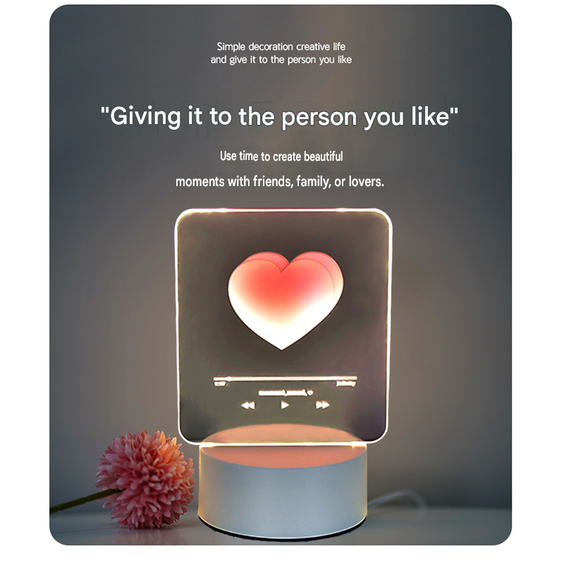 Pink Heart Design Creative Acrylic LED Night Light - Warm White Ambient Table Lamp, Decorative Desktop Mood Light, Cartoon and Creative Display Design, Compact — image 2