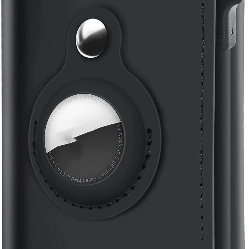 AirTag Wallet Genuine Leather Air Tag Wallet RFID Technology Credit Card Holder with Minimalist Wallet for Men for Apple AirTag (No Airtag Included)(Black) — image 5