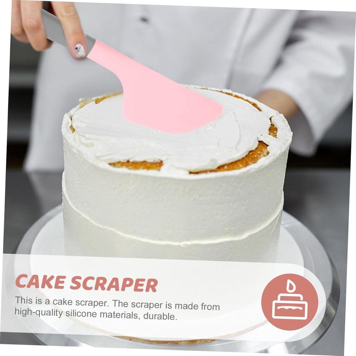 2-piece silicone cake scraper - non-stick baking tool - easy to clean and store - essential kitchen tool set — image 2
