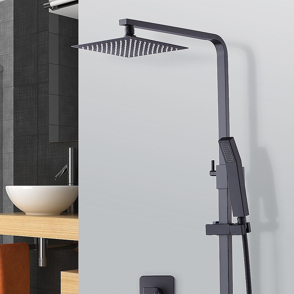 WELS 8" Rain Shower Head Set Square Dual Heads Faucet High Pressure Hand Held โ image 2