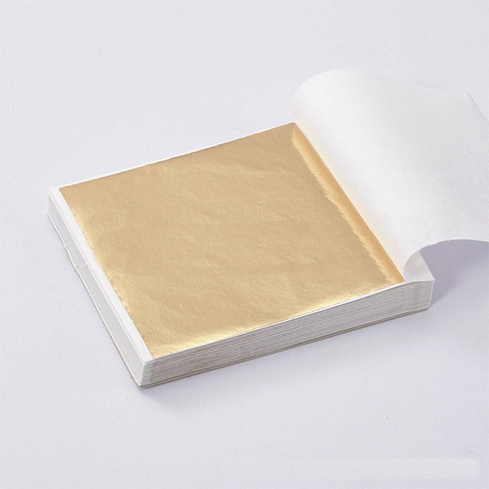 100PCS 24K Pure Genuine Gold Leaf Foil Sheet Gold Decoration (Champagne) — image 2