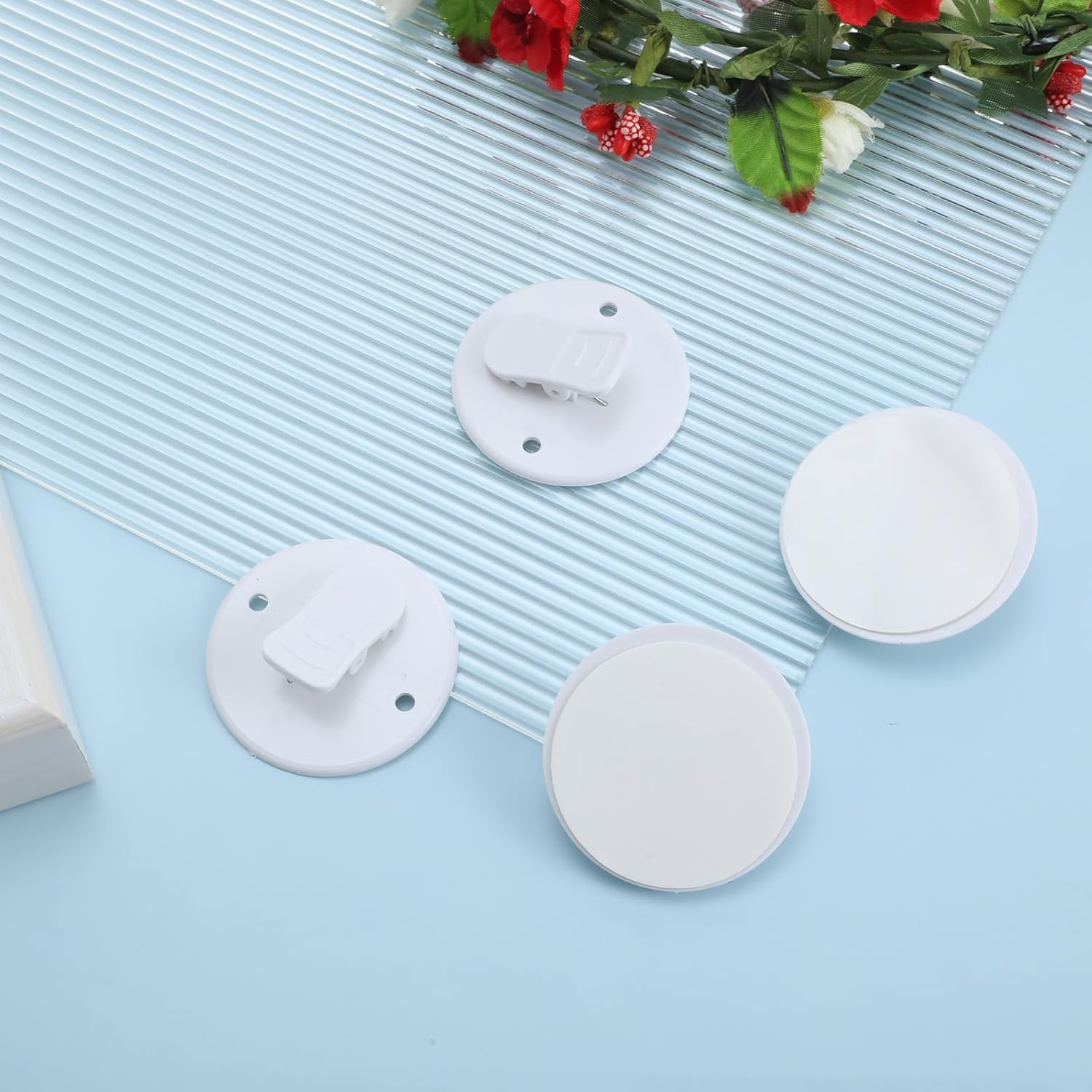 4Pcs Shower Curtain Clips to Wall, Self Stick Shower Clips for Curtain Closer for Avoid Water Splashing Windproof Out(White) — image 6