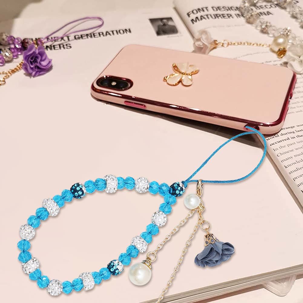 Cell Phone Straps Crystal Flower Charm Phone Lanyard Pocket Keychain Strap Key Purse Decoration for Woman โ image 3