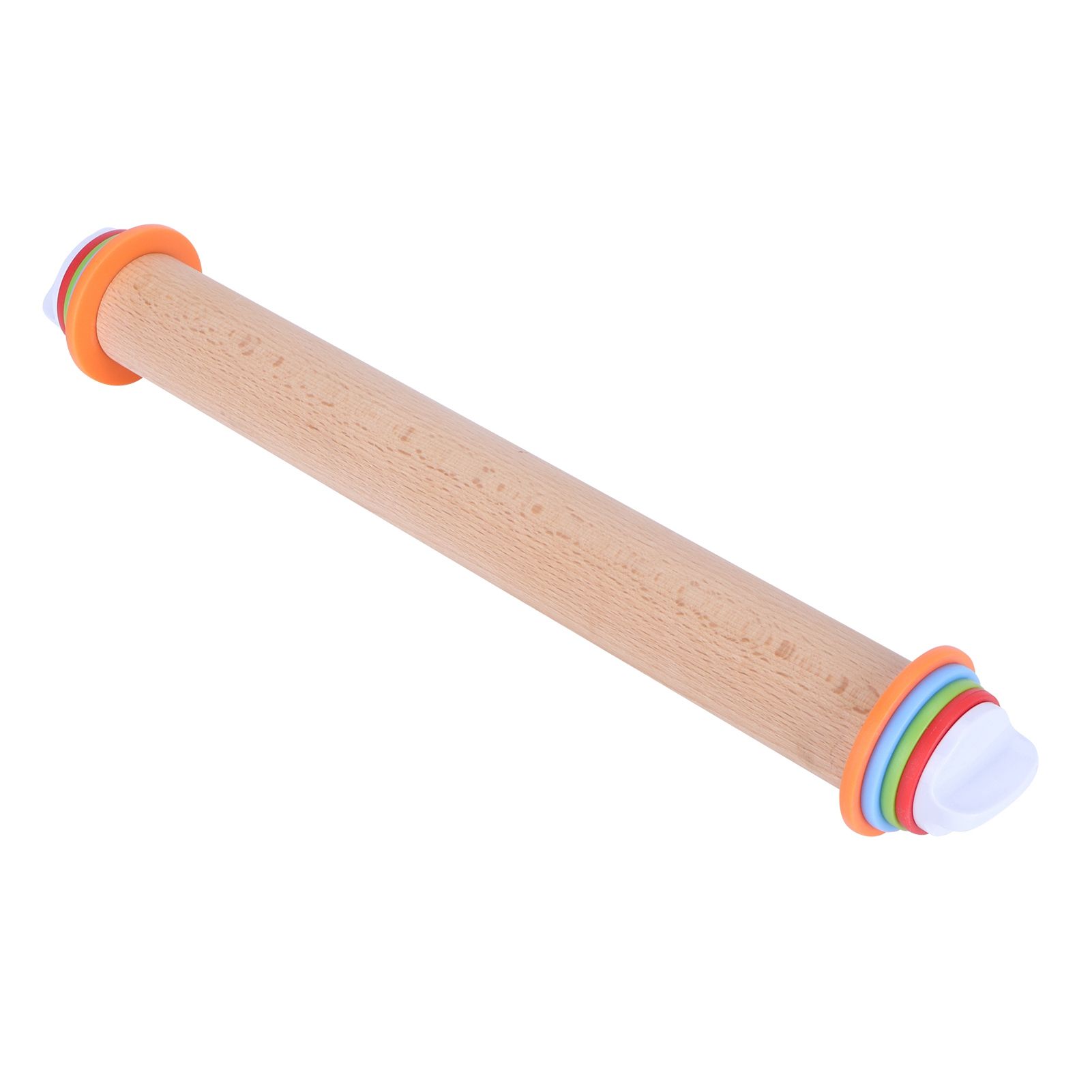 Adjustable Beech and PP Rolling Pin with Detachable Ring for Cake Egg Tart Kitchen Bakery — image 2