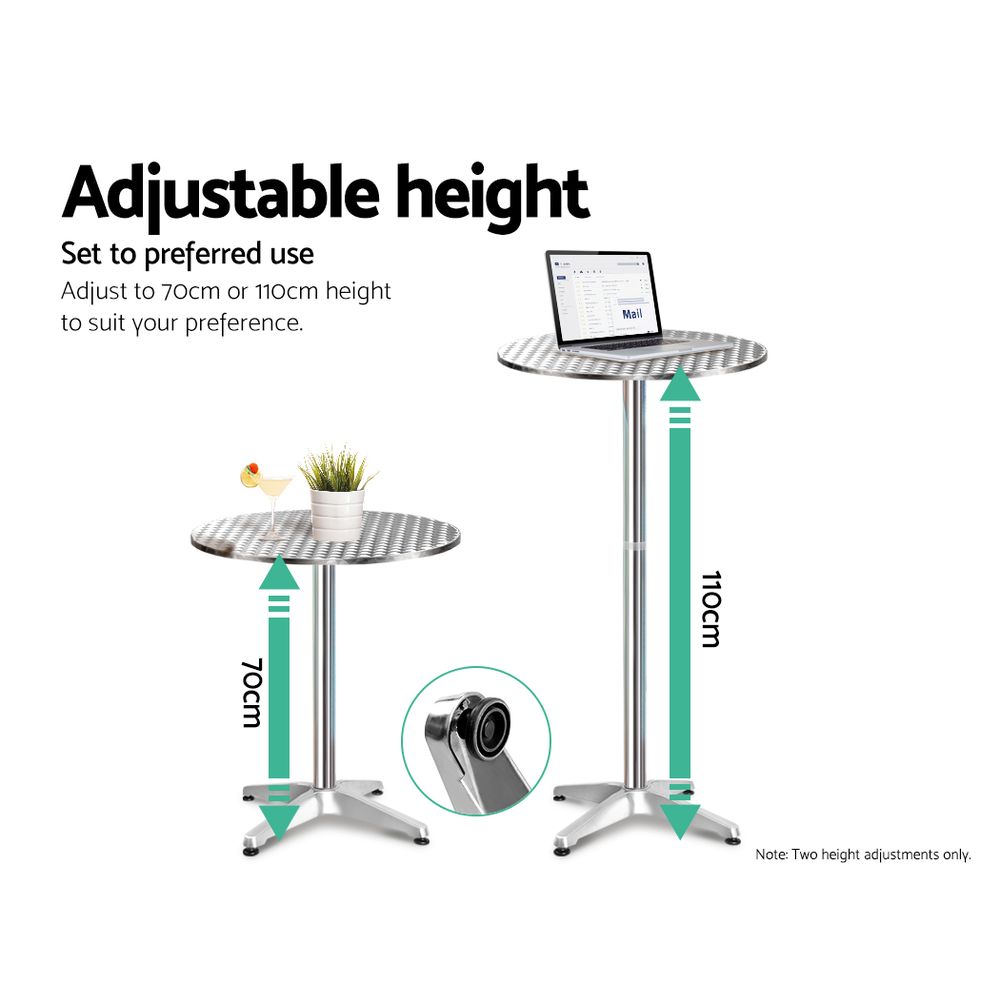 Gardeon 3-Piece Outdoor Bar Set Bistro Table Stools Adjustable Round Cafe — image 5