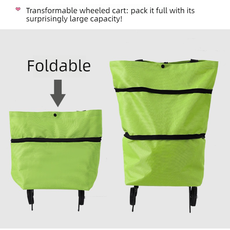 Foldable Shopping Trolley with Wheels, Portable Large-Capacity Oxford Cloth Shopping Cart, Home Delivery Cart - Orange — image 6