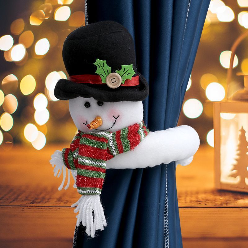 2Pcs Christmas Red & White Long Leg Snowman Curtain Tiebacks — image 4