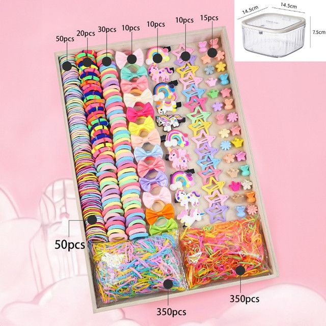 780-Piece Cute Hair Accessories Gift Set with Elastic Rubber Bands & Hair Clips Organizer Box - Perfect Gift for Girls — image 5