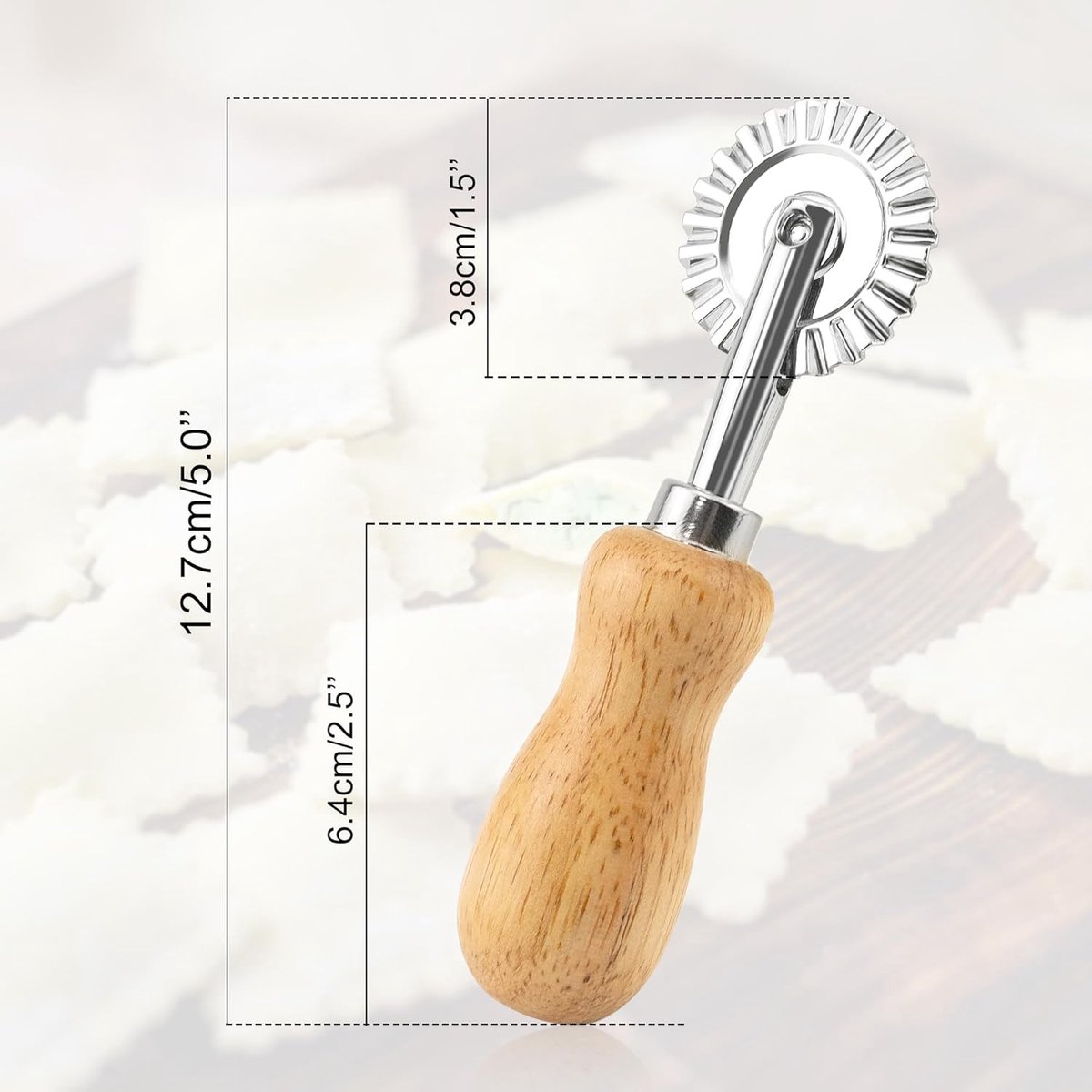 Noodle cutter - Wavy dough cutter - Sturdy and durable pasta cutting wheel - Wonton/dumpling edge shaper - Suitable for home kitchens - Diameter 3.8 cm — image 5