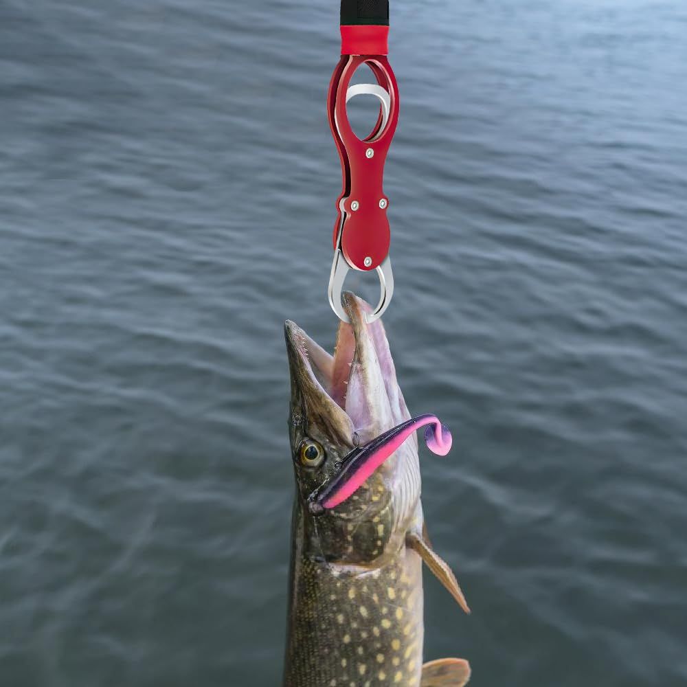 Aluminum Alloy Fish Lip Gripper with Scale - Saltwater Fishing Grabber Tool, 360° Swivel Non-Slip Handle, Corrosion-Resistant Fish Holder for Caught Fish, Fish — image 4