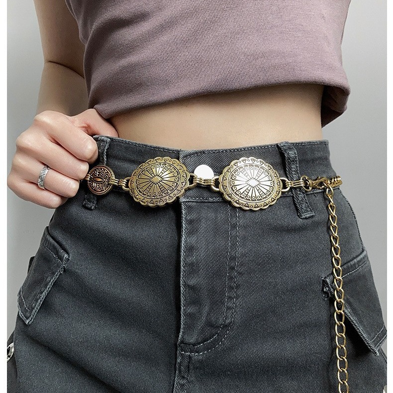 Large & Small Piece Waist Chain-Silver Set of 4 Bohemian Ethnic Style Metal Waist Chains - Versatile Fashion Belts for Dresses & Shirts โ image 2
