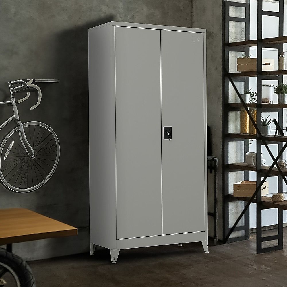 Two-Door Metal Cabinet Shelf Storage for Home Office Gym โ image 4