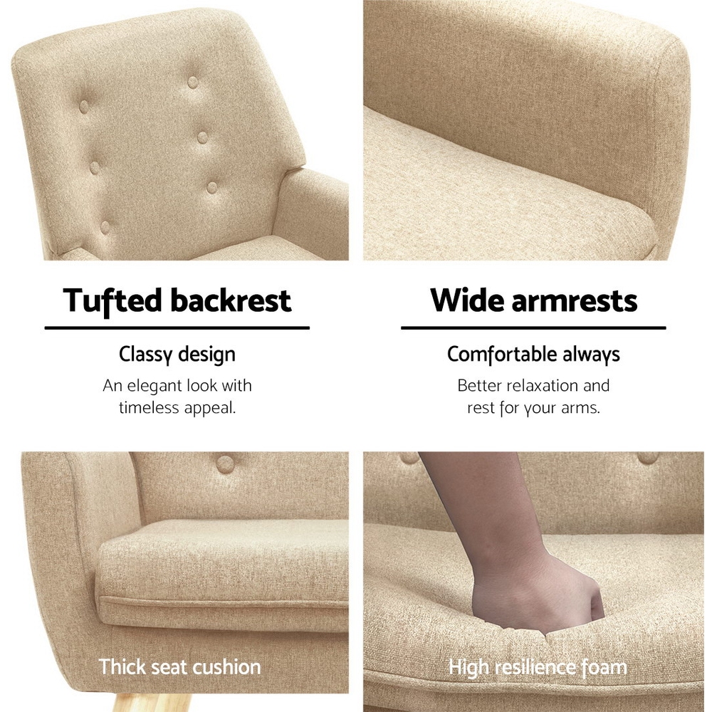 Artiss Armchair Linen Fabric Anne Beige β image 3