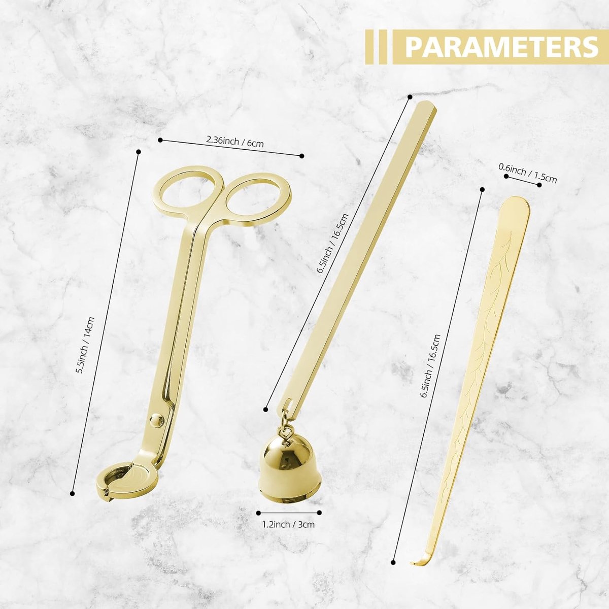 Candle Extinguisher - 3 in 1 Candle Accessory Set - Candle Key, Mini Candle Extinguisher, Candle Key - Perfect for Candle and Fragrance Lovers (3-Piece Set — image 2