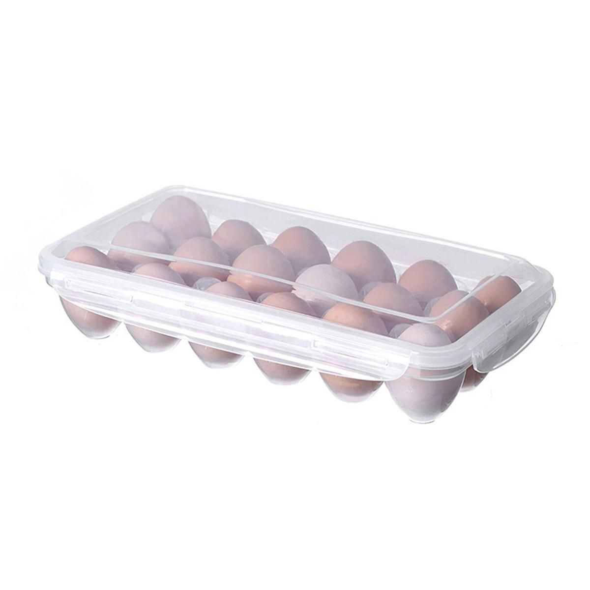 2 Pack Covered Egg Holders For Refrigerator, Plastic Storage Container/ Deviled Egg Tray Carrier with Lid Fits (Can hold 36 eggs) Only tray — image 2