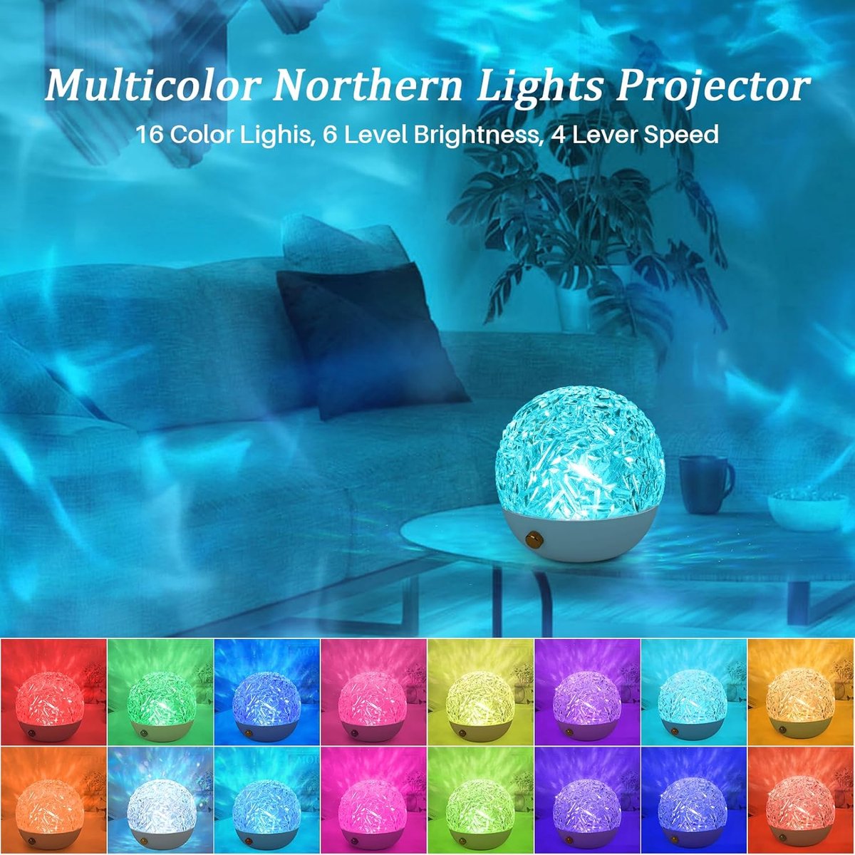 Projector - Starry Sky Lamp - 16 Color LED - Wave Lamp - Decorative Projector - With Remote Control - For Bedroom — image 2