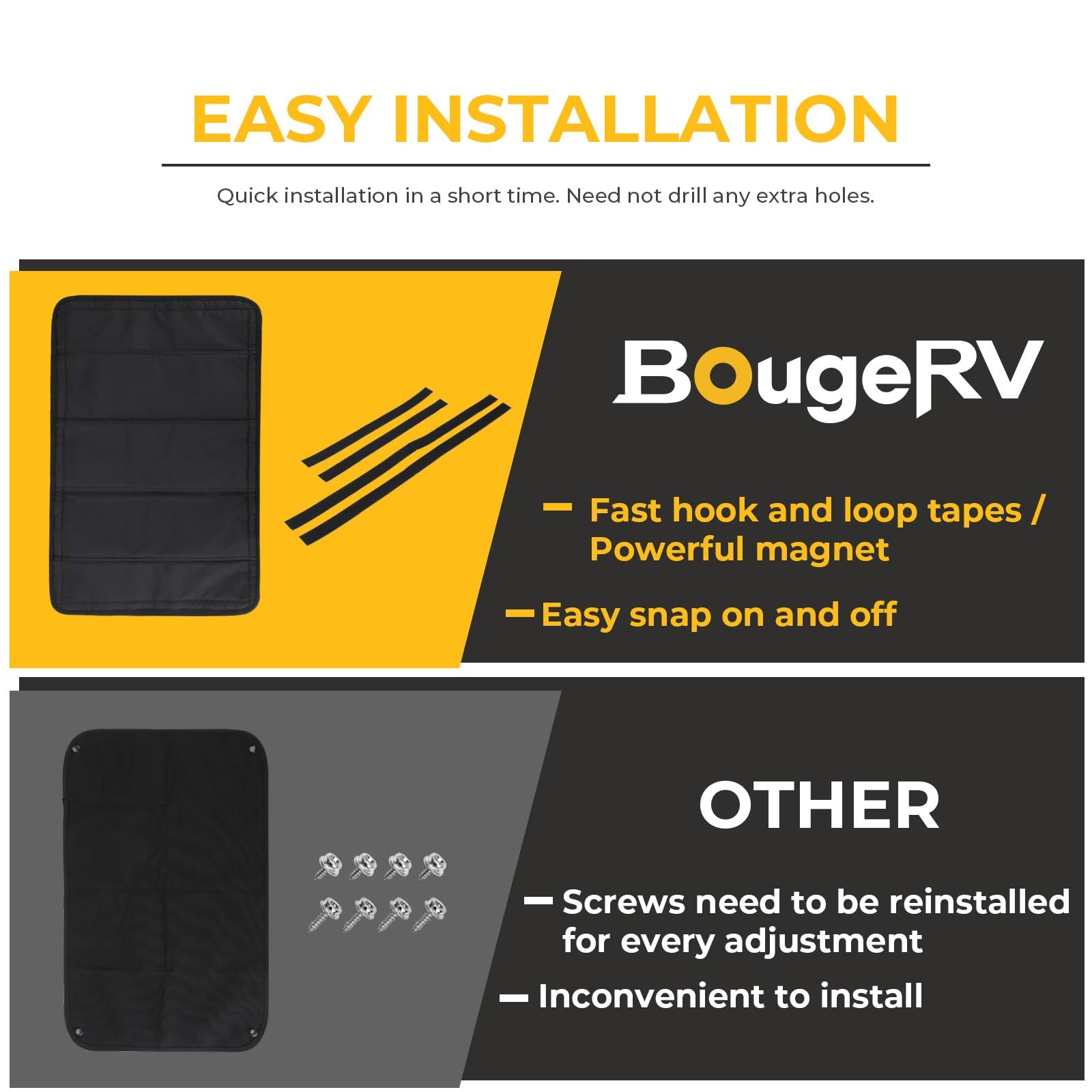 BougeRV RV Door Shade Cover, Foldable RV Sun Shade Windshield Blackout Shower Curtains Coverage RV Accessories Fits(25" X 16") โ image 5