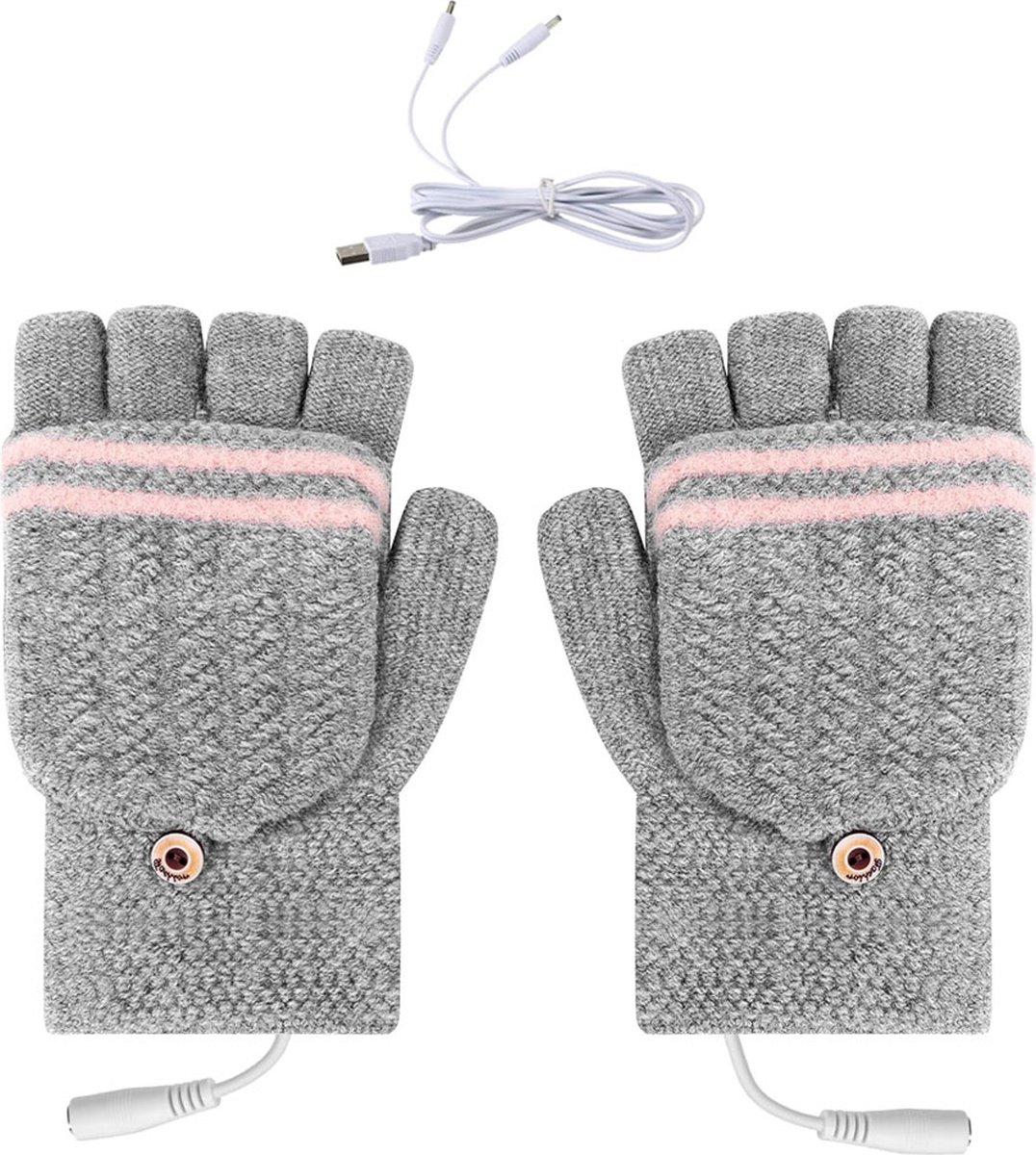 Heated Gloves - USB Heated Mittens - Heated Gloves - Electric Winter Gloves - Knitted Heated Gloves - Waterproof - Windproof - USB Rechargeable - Electrically