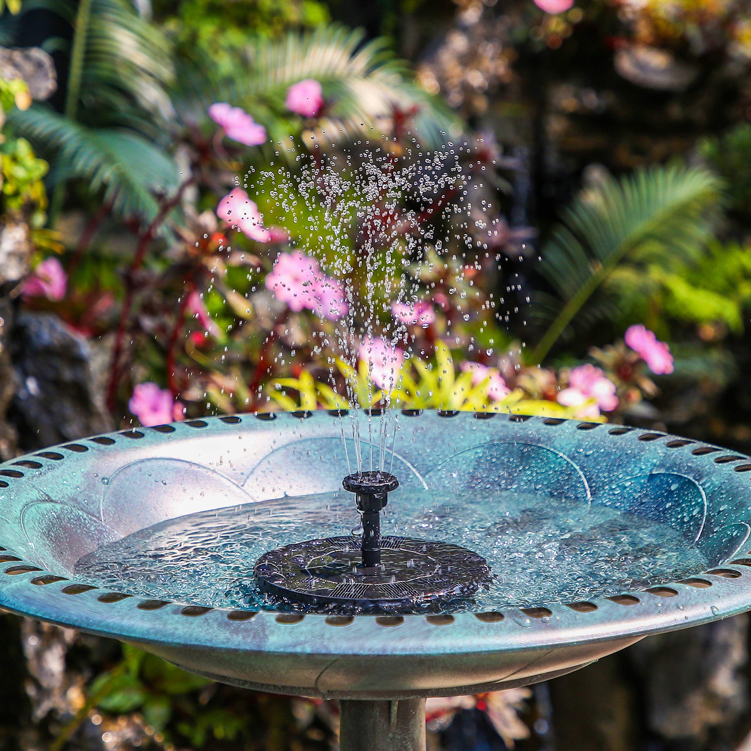 Solar Bird Bath Fountain Pump, Solar Fountain Pump for Bird Bath with 6 Nozzles, 6.5" Solar Powered Water Fountain Pump — image 2