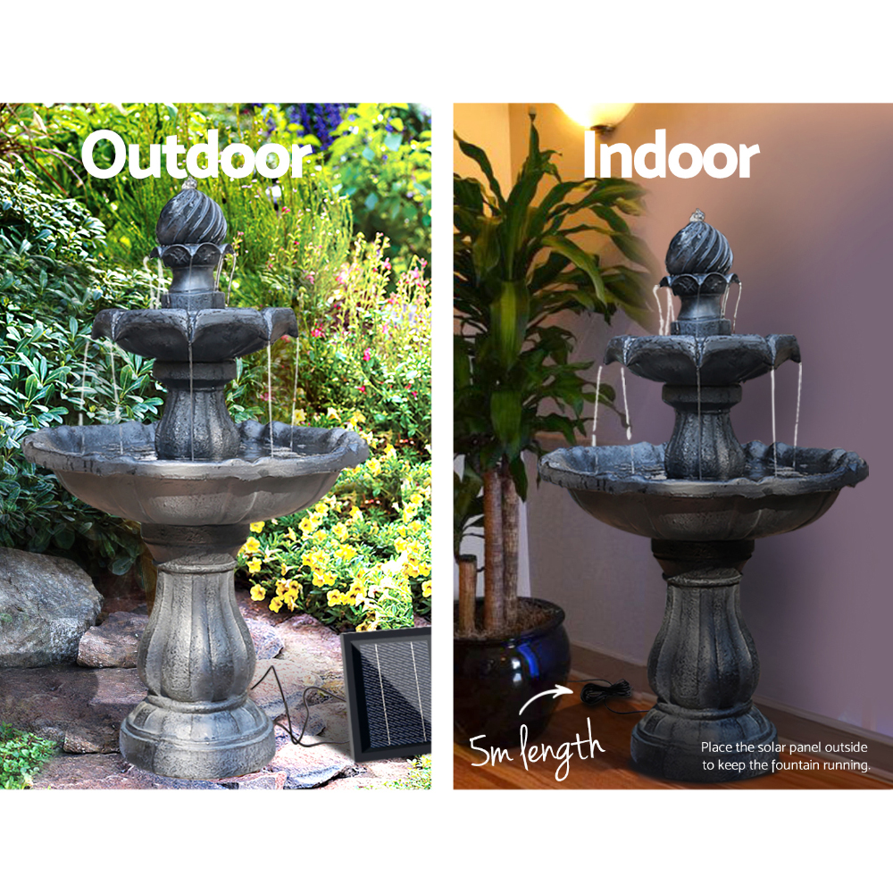Gardeon Solar Water Feature 3-Tier Fountain with Pump Kit Bird Bath 93CM Black โ image 5