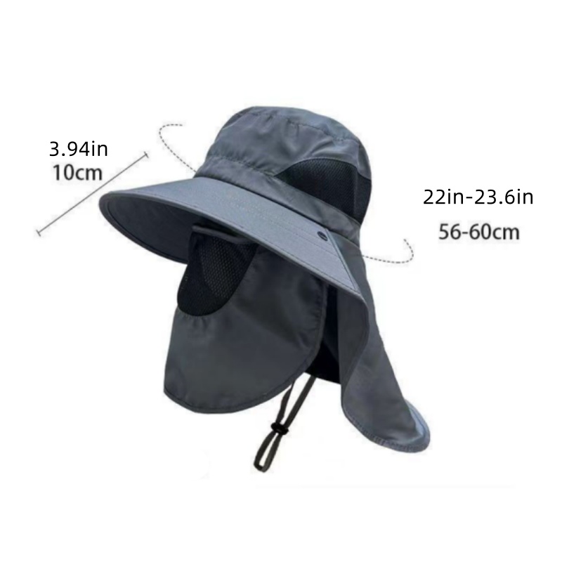 Light Gray Outdoor UV Protection Hat for Men - Detachable Face & Neck Shield, Large Brim Sun Hat for Fishing, Hiking, and Outdoor Activities โ image 4