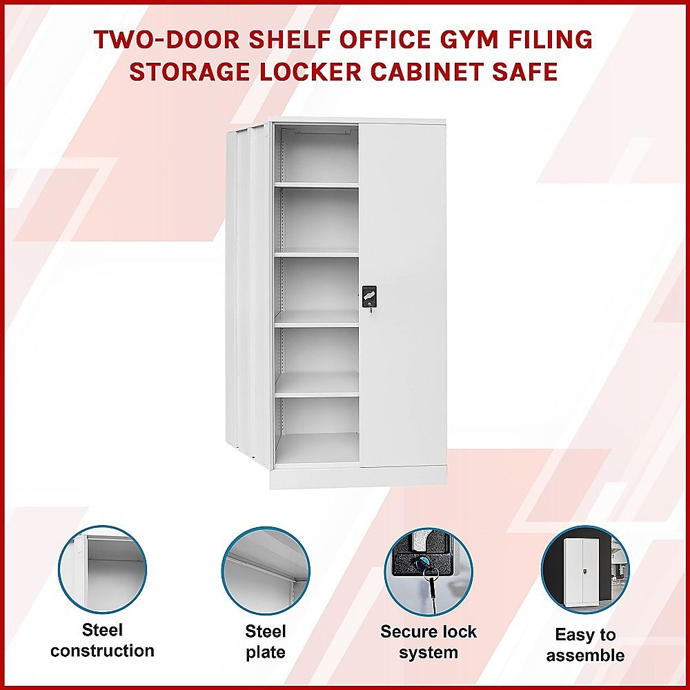Two-Door Shelf Office Gym Filing Storage Locker Cabinet Safe — image 3
