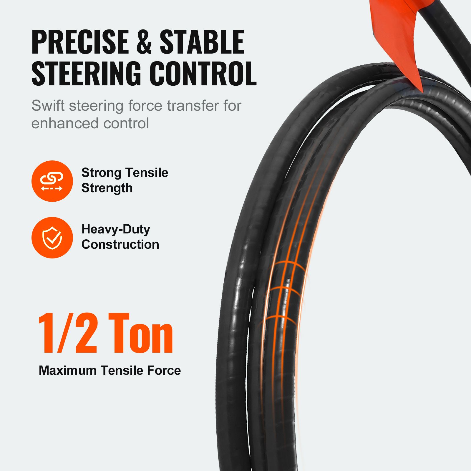 Boat Steering Cable, 17 Feet Outboard Marine Rotary Steering Cable, 1/2 Ton High Tensile Strength, Steel Steering Wheel Cable Compatible with Most โ image 4