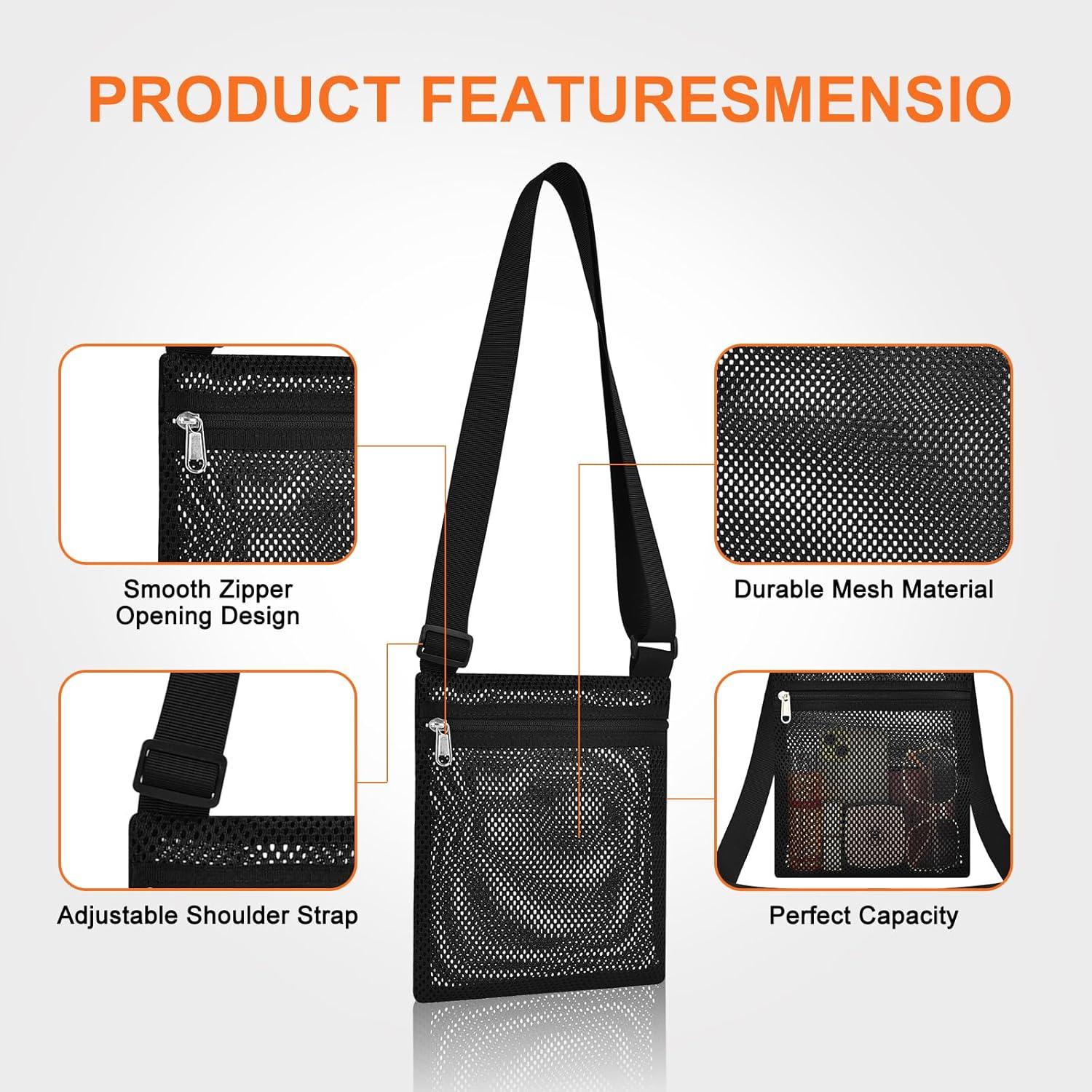 Heavy Duty Semi-Transparent Mesh Purse See Through Mesh Crossbody Bag โ image 4