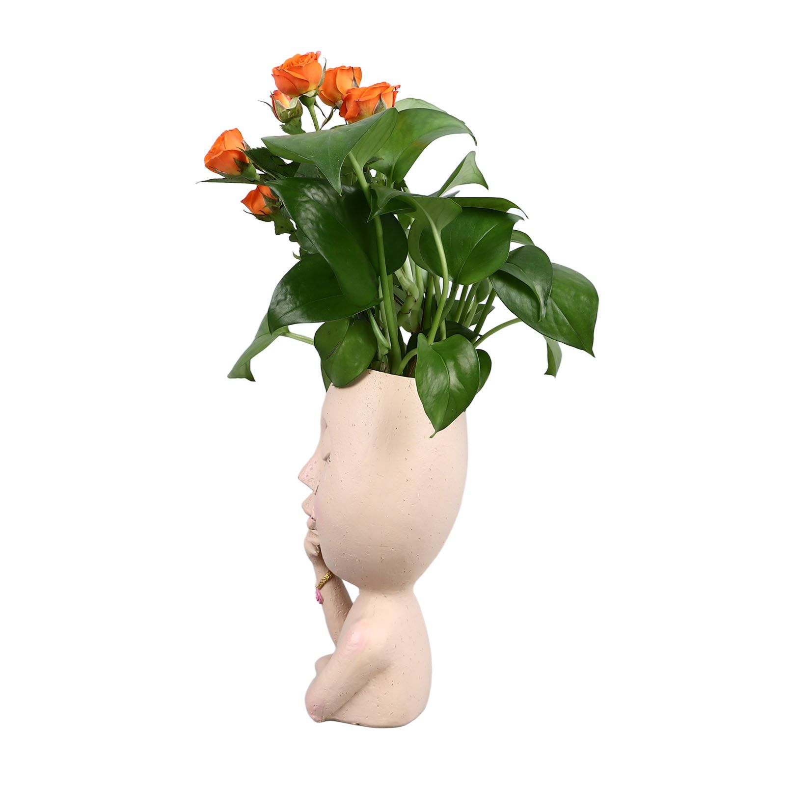 Face Planter Pots Resin Home Head Planter Face Flower Pot Head Planter for Indoor Outdoor Plants with Drainage Hole — image 6
