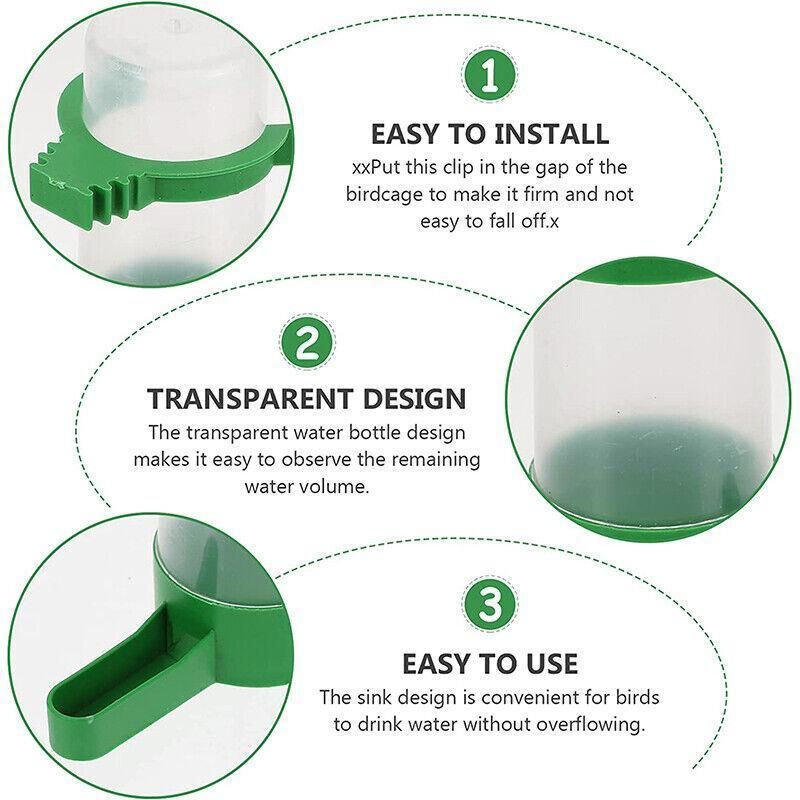 4Pcs/Set Drinker Food Feeder Water Clip For Cage Bird Parrot Cockatiel Budgie Au — image 5