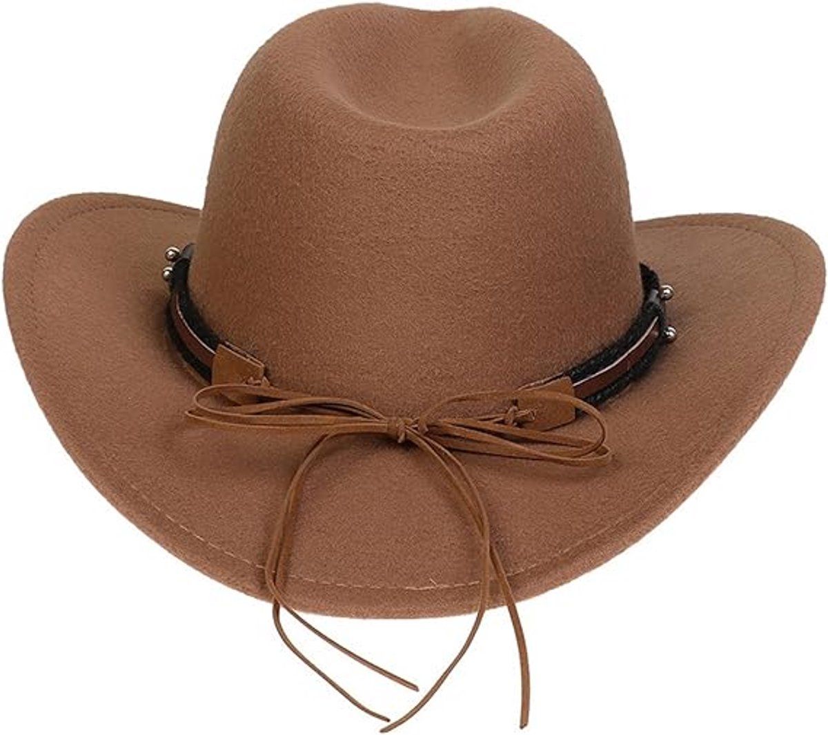 Western Cowboy Hat With Wide Brim Polyester Felt And Adjustable Inner Band For Men And Women Cosplay And Western Theme Parties Brown, 56 to 58 cm — image 4