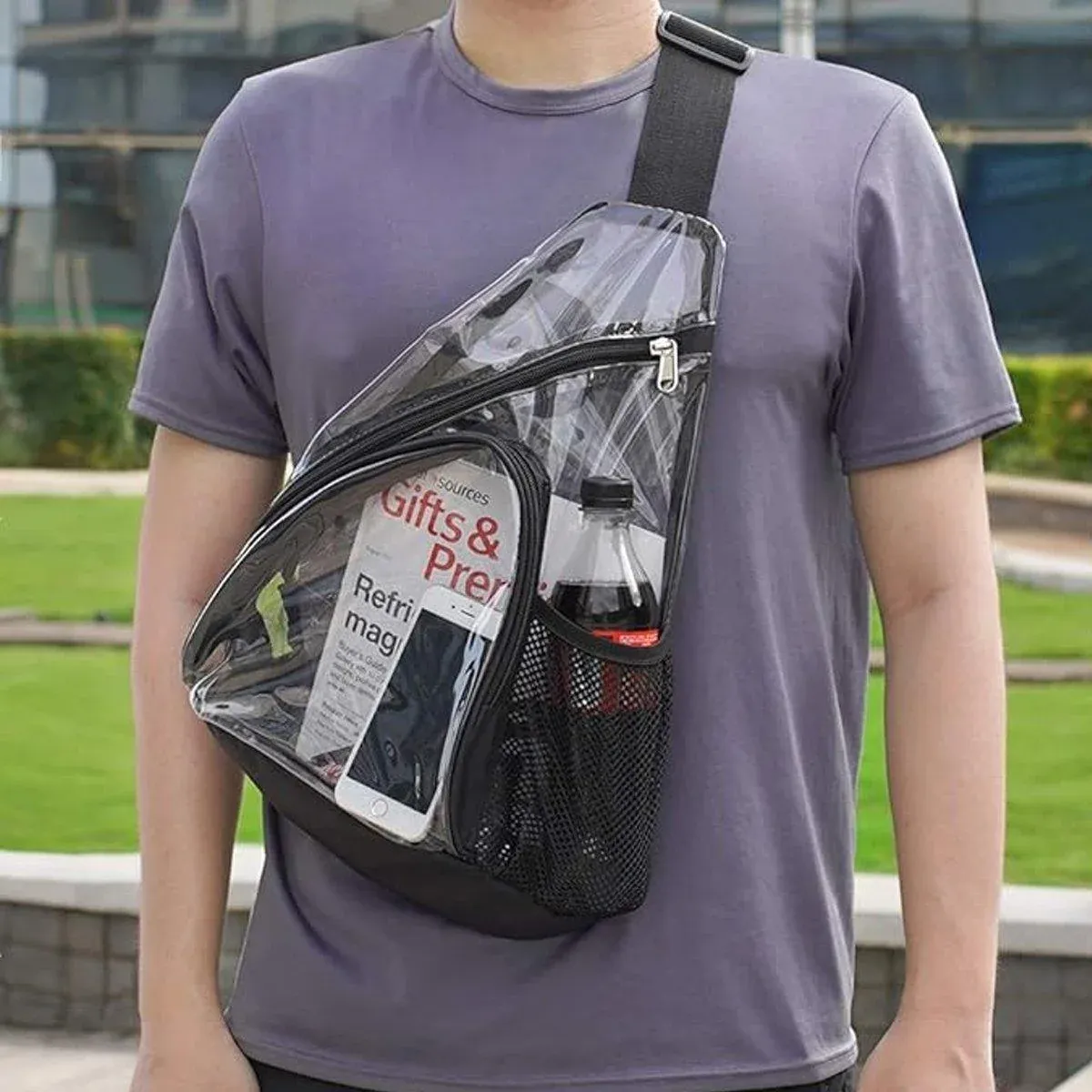 Transparent PVC Waterproof Backpack Crossbody Bag Casual Travel Shoulder Bag — image 4