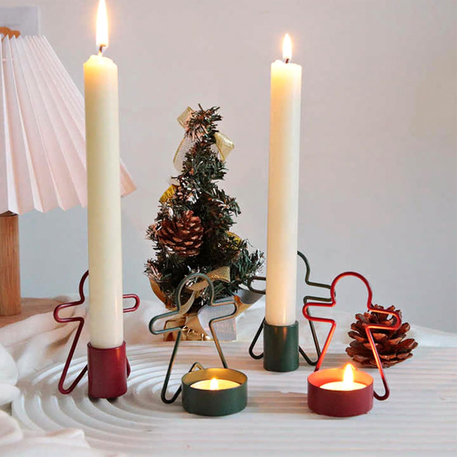 2 Pack Christmas Candles - Gingerbread & Nutcracker Shaped Candles - Arch Design - Red & Green Festive Decor - Perfect Centerpiece or Gift Idea — image 5