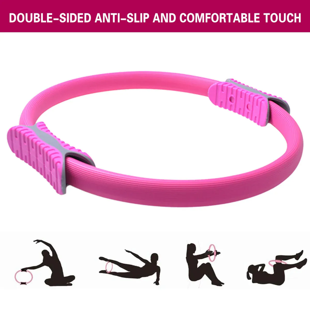 Multicolor Yoga Circle Crescent Handle Pilates Ring for Body Toning Exercise - Purple โ image 5