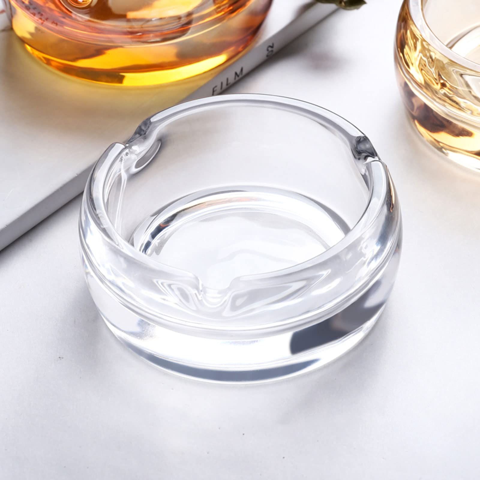 Glass Ashtrays for Cigarettes, Portable Decorative Modern Ashtray for Home Office Indoor Outdoor Patio Use, Pack of 2 — image 2