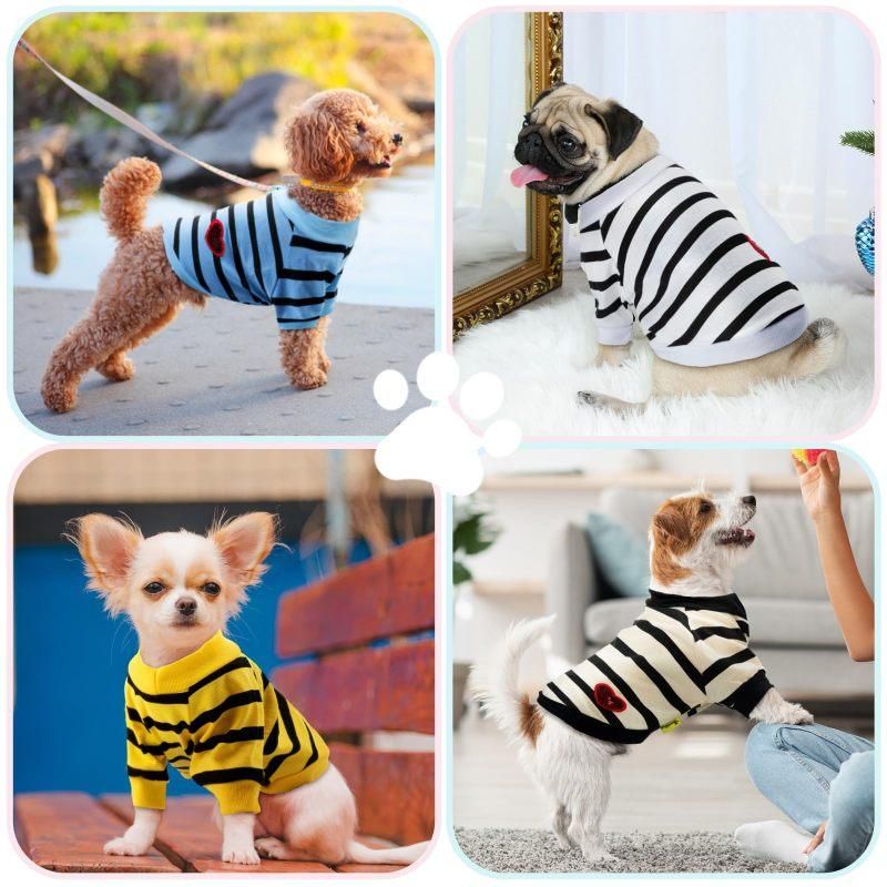 4Pcs Striped Pet T-Shirt Spring Summer Universal Clothes for Cat Dog Dachshund French Bulldog โ image 2