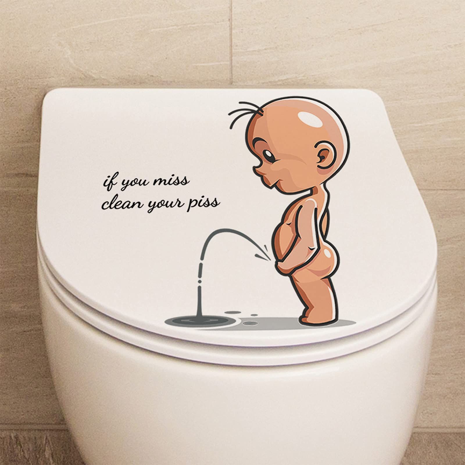 Waterproof Vinyl Wall Art Sign Decor, Removable Toilet Seat Quote Murals for Toilet WC Restroom Door Seat Bathroom Decoration — image 3