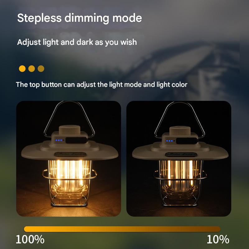 Green Vintage LED Camping Lantern - Rechargeable, Stepless Dimming, Power Bank โ image 4