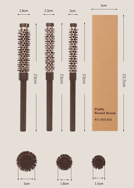 Fluffy Round Hair Brush Set #11 #13 #16 - Volumizing Ceramic Styling Tools for Salon-Perfect Blowouts โ image 4