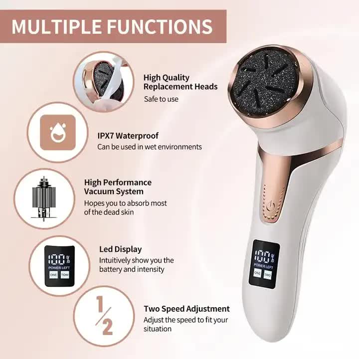 White Electric Foot Callus Remover - Rechargeable Waterproof Pedicure Tool with Automatic Dead Skin Removal — image 4