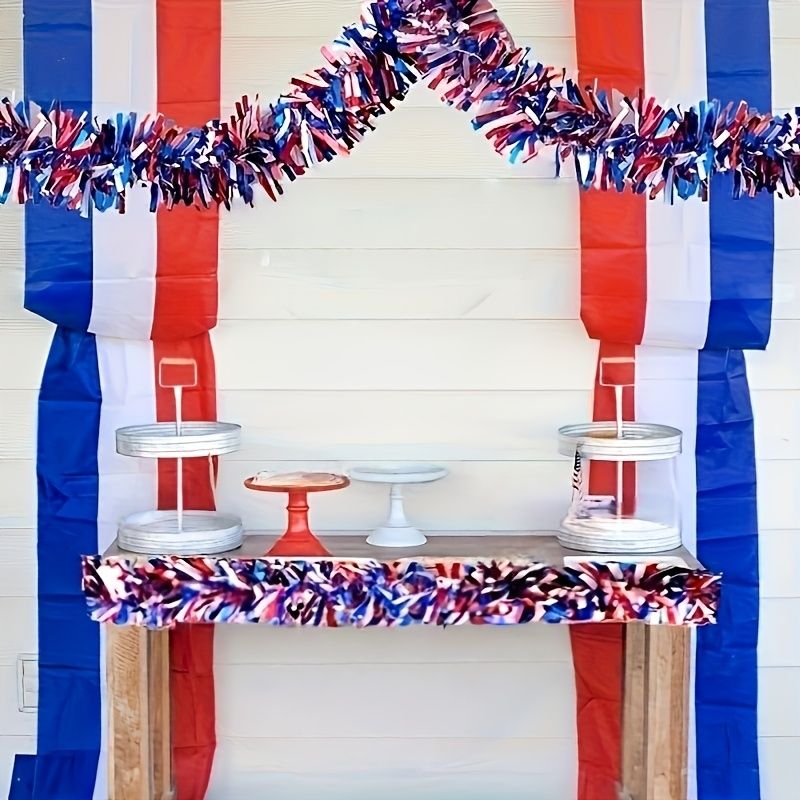 4pcs Patriotic Chunky Metallic Tinsel Garland, 78.74 Inch Each, Red White Blue Chunky Shiny Wire for July 4th, Memorial Day, Labor Day Decorations, 4pcs โ image 5