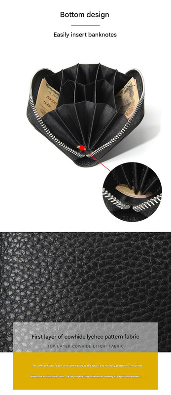Genuine Leather RFID Blocking Accordion Card Holder & Coin Purse - Large Capacity Zip Wallet(red) โ image 4