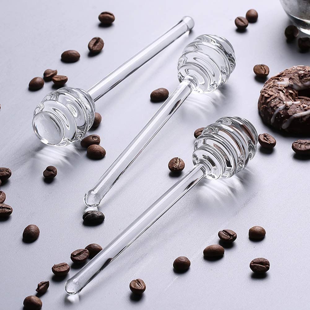 2Pcs 6" Glass Honey Dipper Sticks Stirring Sticks Server Honey Spoon Dipper Stirrer Honey Wand for Honey Pot, Clear — image 4