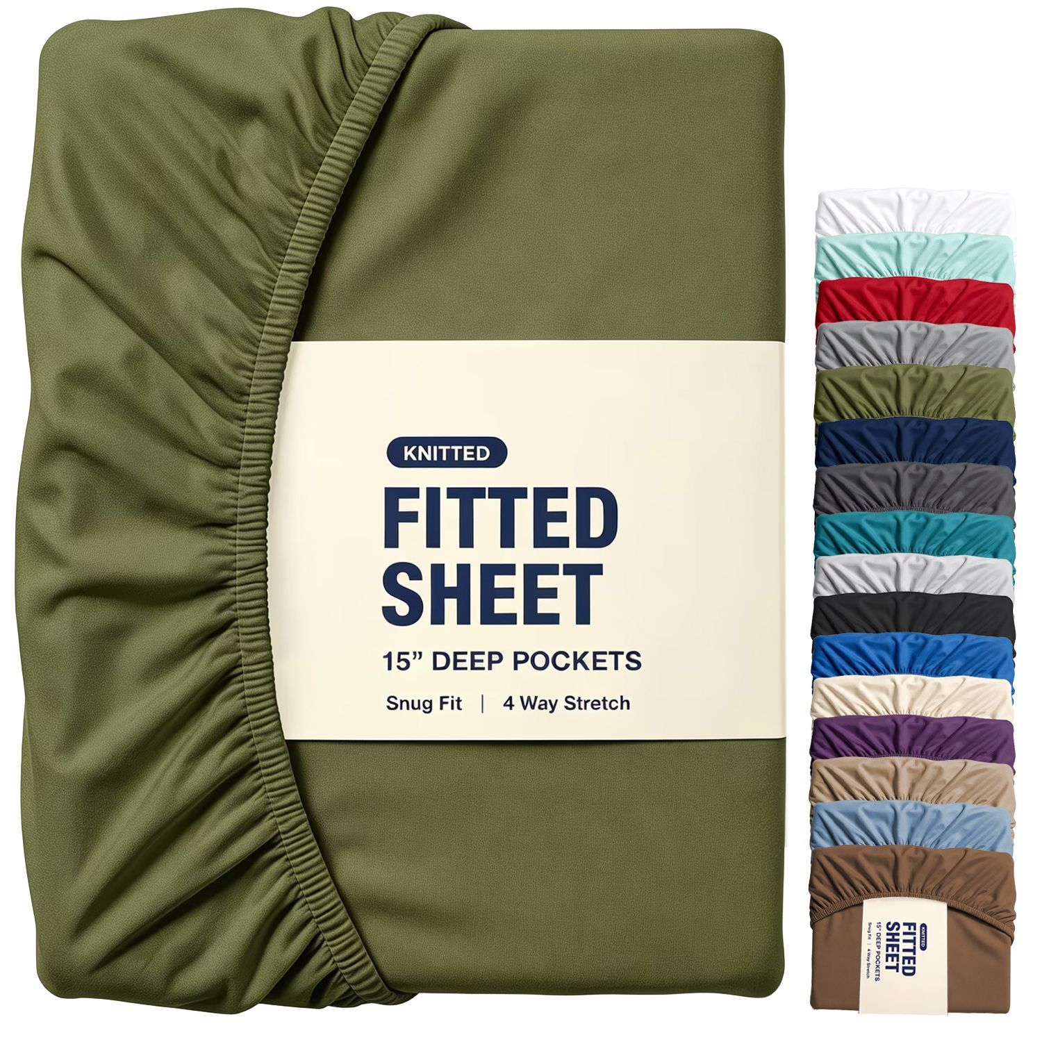 Hotel Quality Fitted Sheet - 1 Piece Fitted Sheet -Breathable Bedding - Wrinkle, Fade, Stain Resistant- 16inch/40cm Deep Pocket Fitted Bed