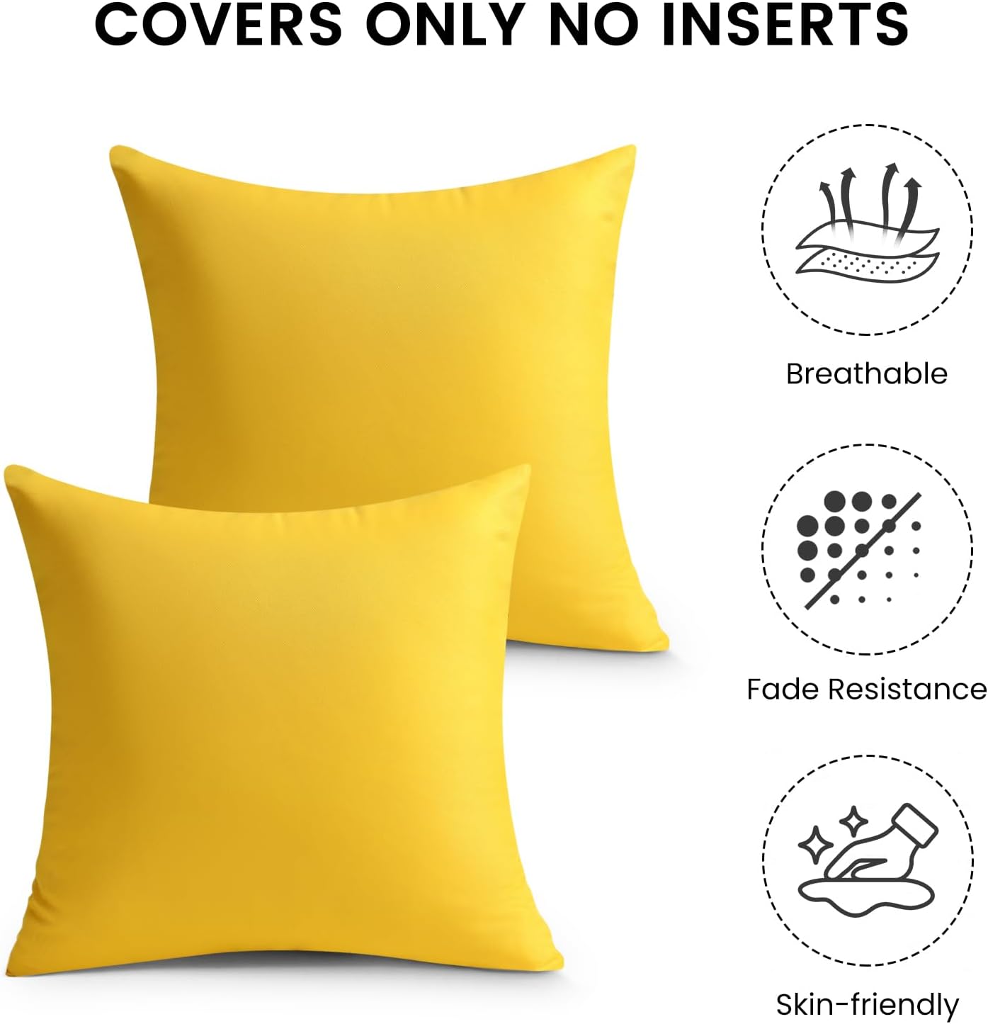 Outdoor Pillow Covers Set of 2, Decorative Farmhouse Waterproof Pillow Covers, Solid Linen Pillowcase Cushion Covers for Patio Garden Balcony Couch Sofa 18 × — image 2