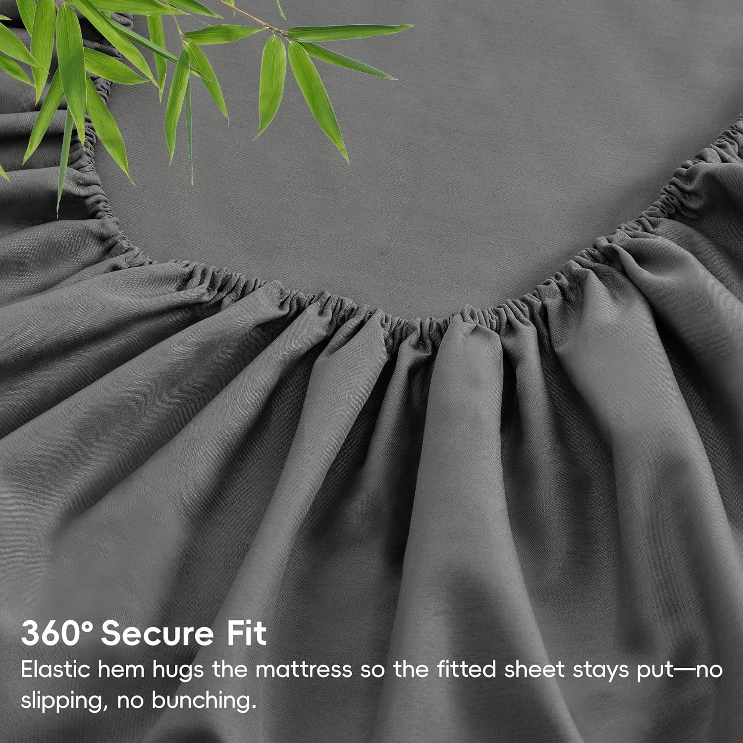 4 Piece Ultra Soft Bamboo Breathable Sheet Set -Hotel 2000TC Breathable Bed Sheets Set with 37 Centimetre Deep Pocket-Breathable Sheets for Hot — image 6