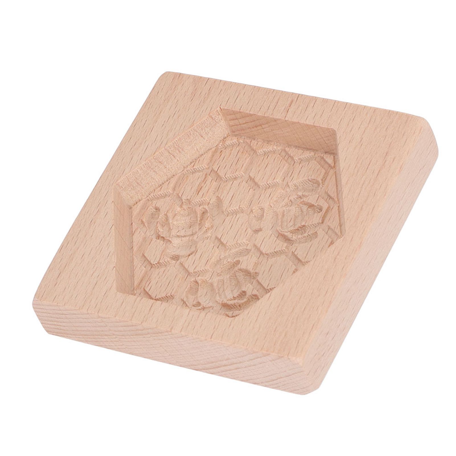 Wooden Cookie Mould Beechwood Reusable Washable Biscuit Press Stamp Mold for Kitchen Baking Bee — image 2