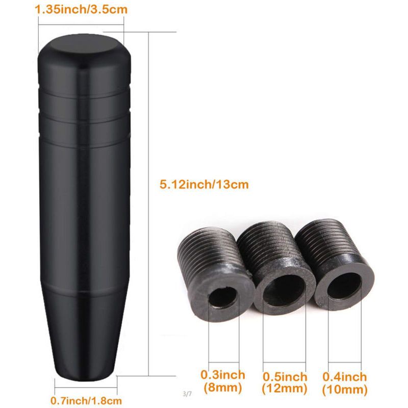 Aluminum Car Gear Shift Knob, Universal Long Handle Manual Gear Shifter Lever with 3 Thread Adapters M8 M10 M12, by DEBUNS, Black Color — image 4