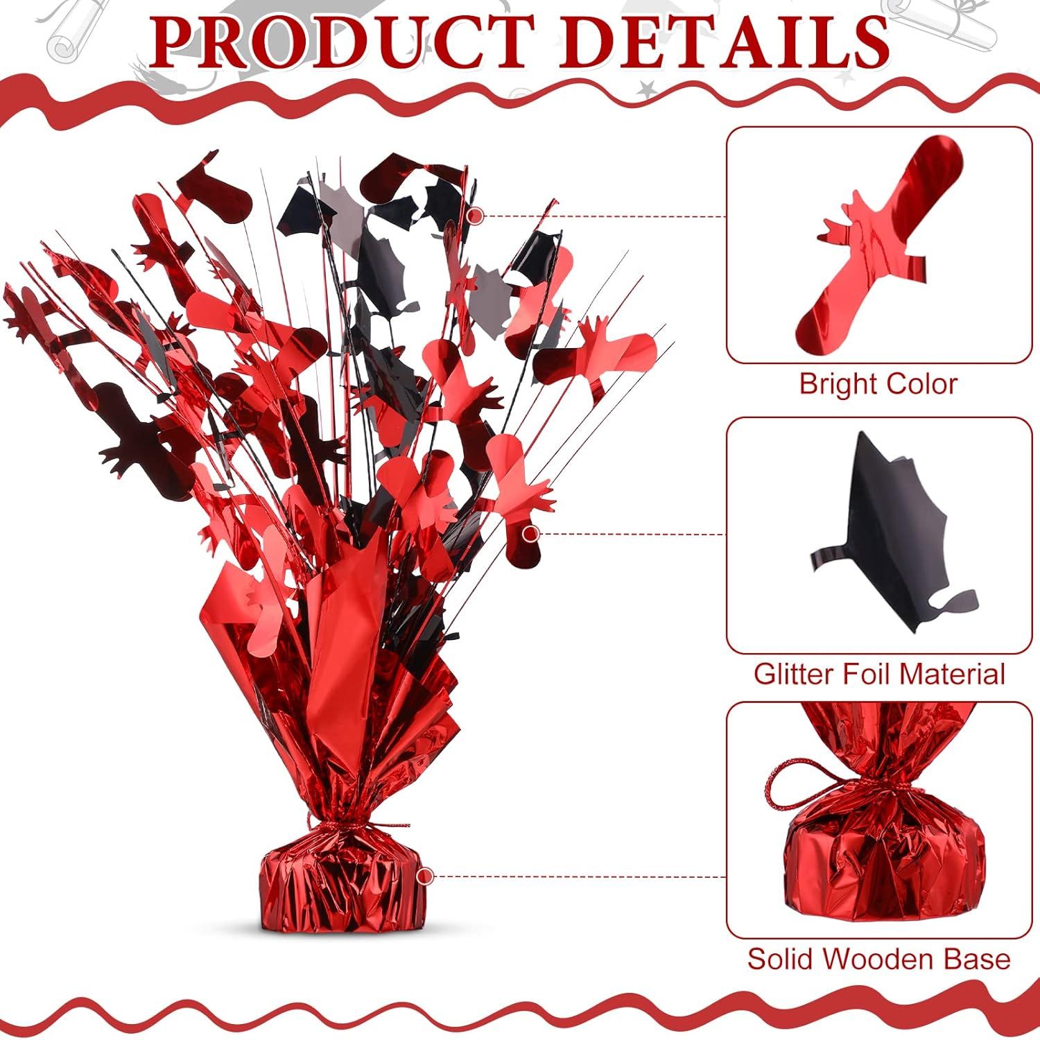 3 Pcs Graduation Table Centerpieces Graduation Table Decoration Glitter oil Graduate Centerpieces or 2026 Grad Party Graduation Certiicates(Red) — image 3